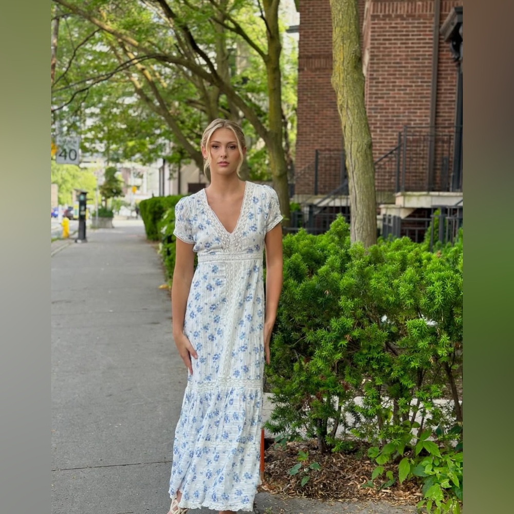 NWT $595 Loveshackfancy Vermella Short Sleeve Cotton Maxi Dress